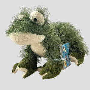 Ganz Webkinz Green Frog Plush HM001 Fuzzy Hair Stuffed Animal Toy w/ Sealed Code